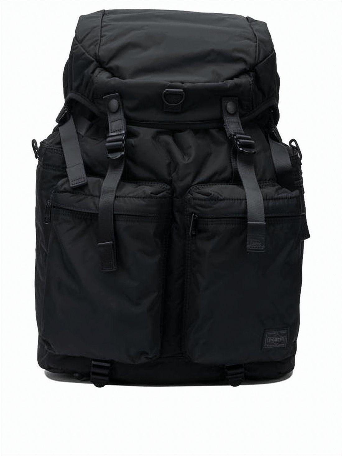 Spacious Black Nylon Backpack With Drawstring Closure