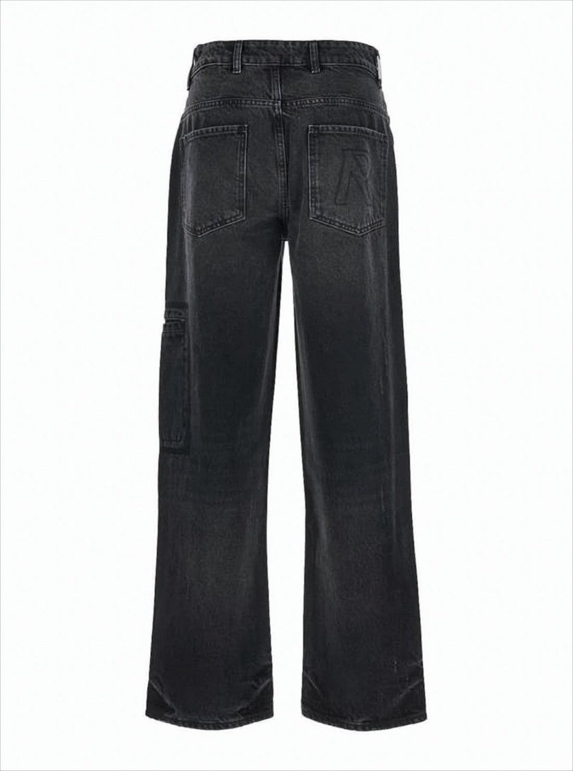 Relaxed Wide-Leg Black Denim Pants