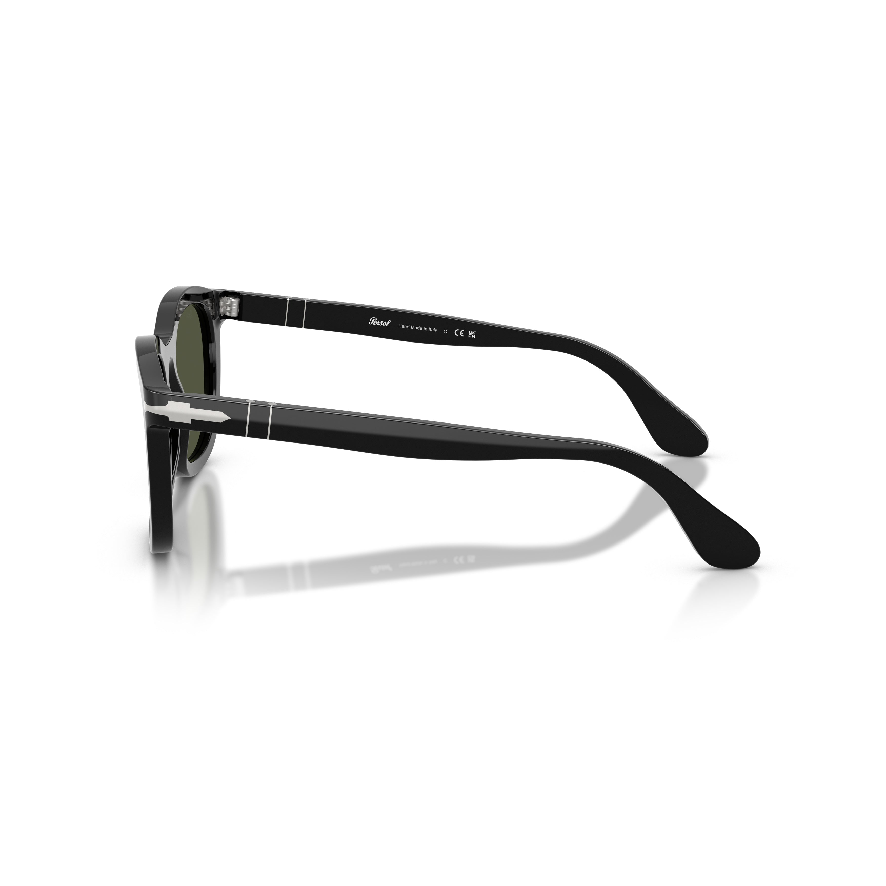0po3395s Rectangular Acetate Sunglasses with Dark Green Lenses