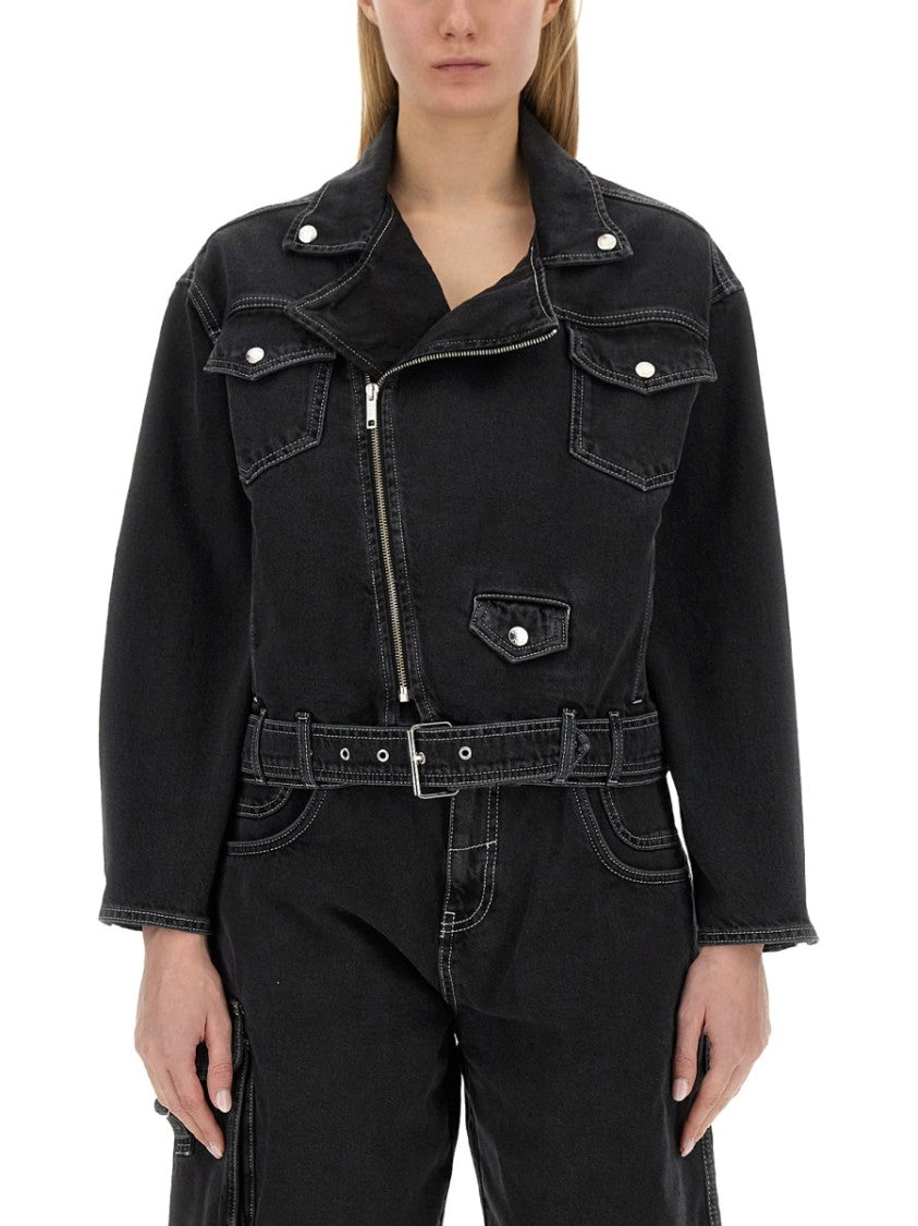 Cropped Black Denim Jacket