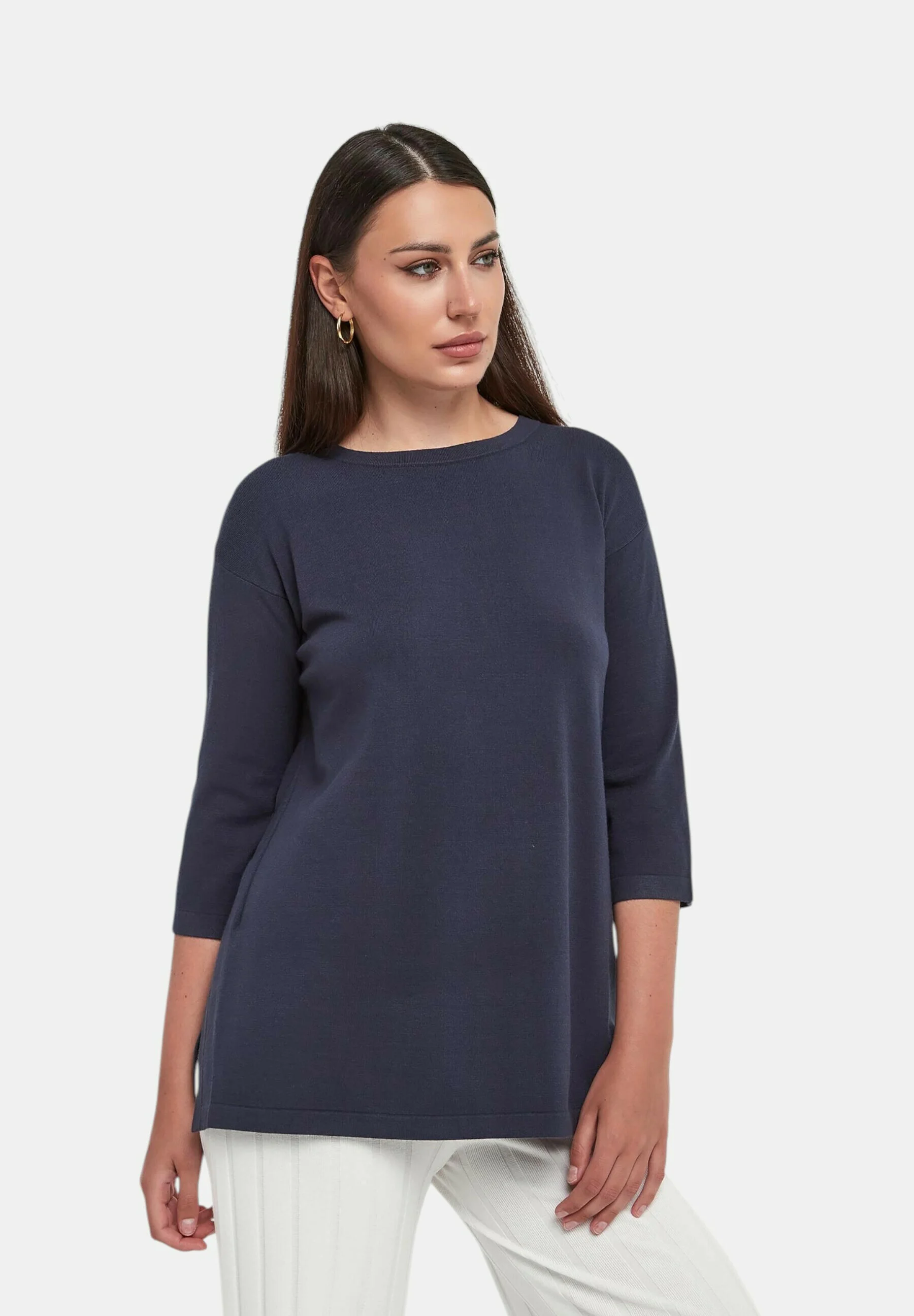 Ribbed Back Blouse With Fabric Belt