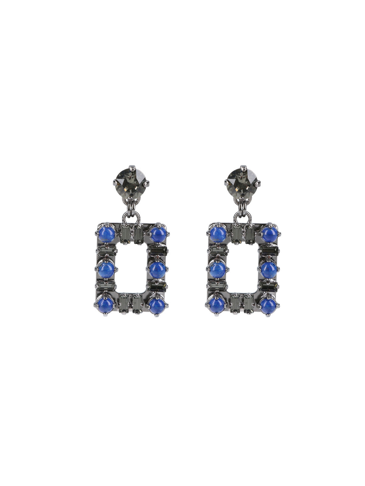 Grey Geometric Square Gemstone Earrings