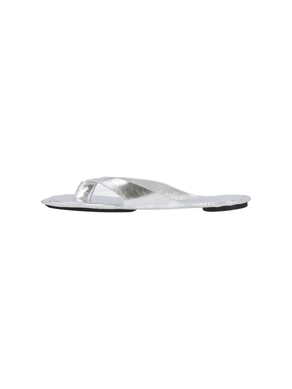 Silver Metallic Thong Contoured Sole Sandals