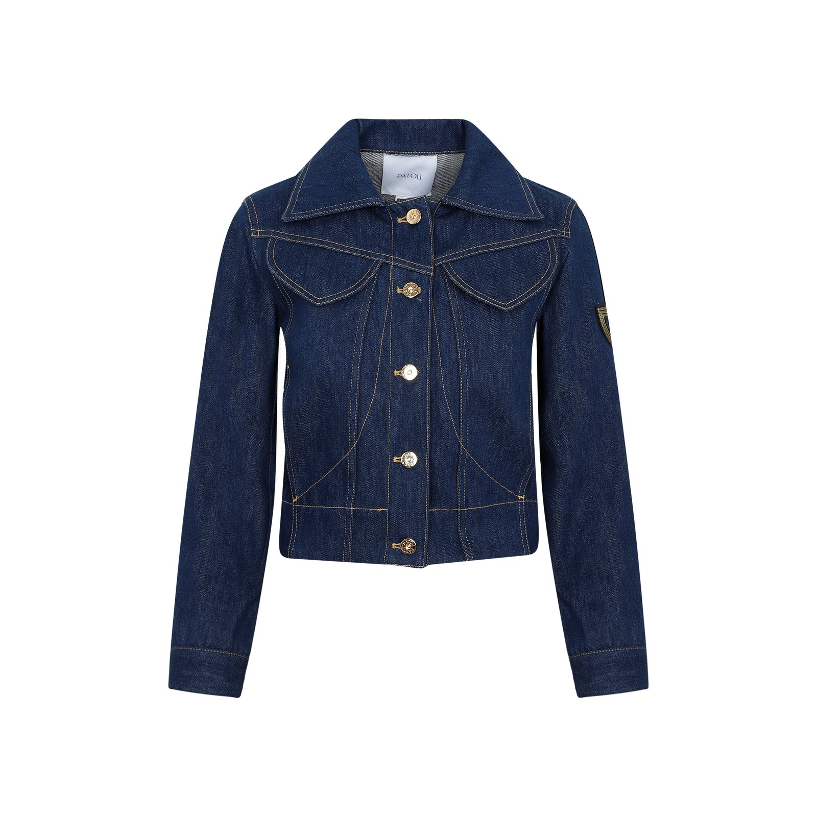 Cropped Denim Jacket with Wide Collar