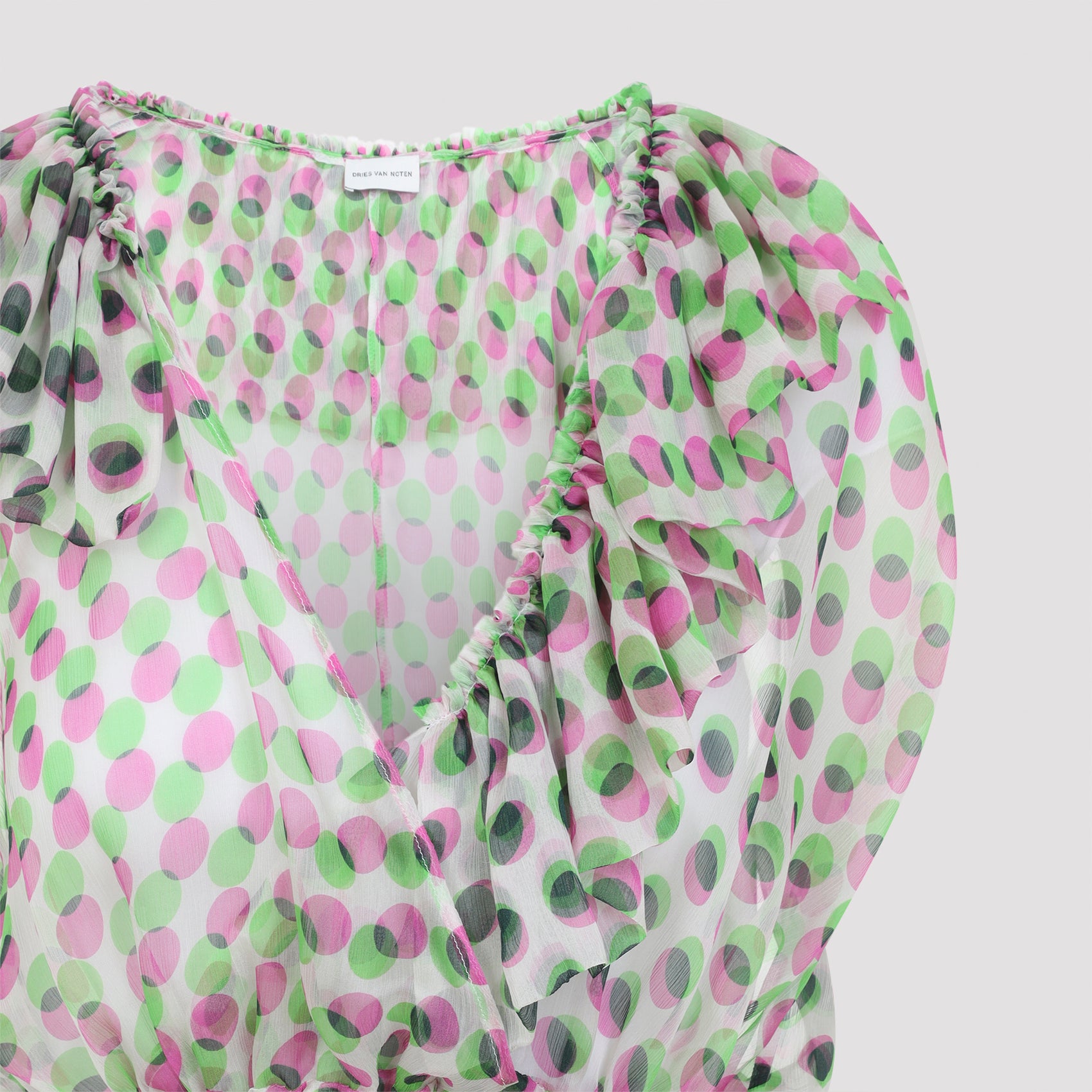 Silk Sleeveless Blouse With Ruffled Trim