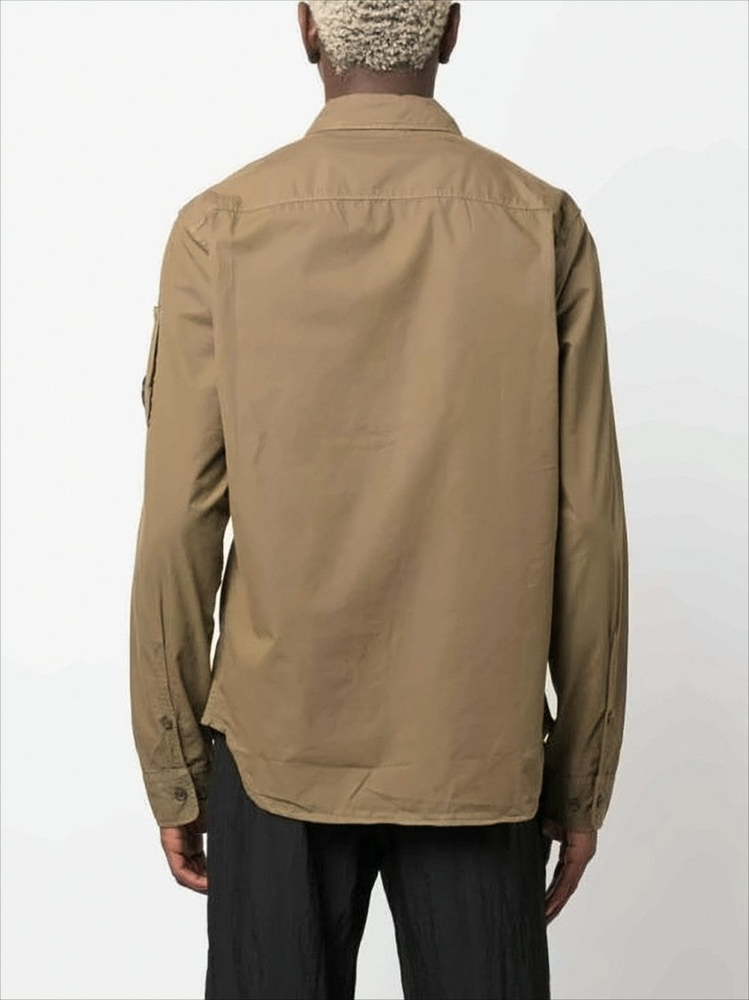 Structured Brown Casual Jacket With Iconic Lens Detail