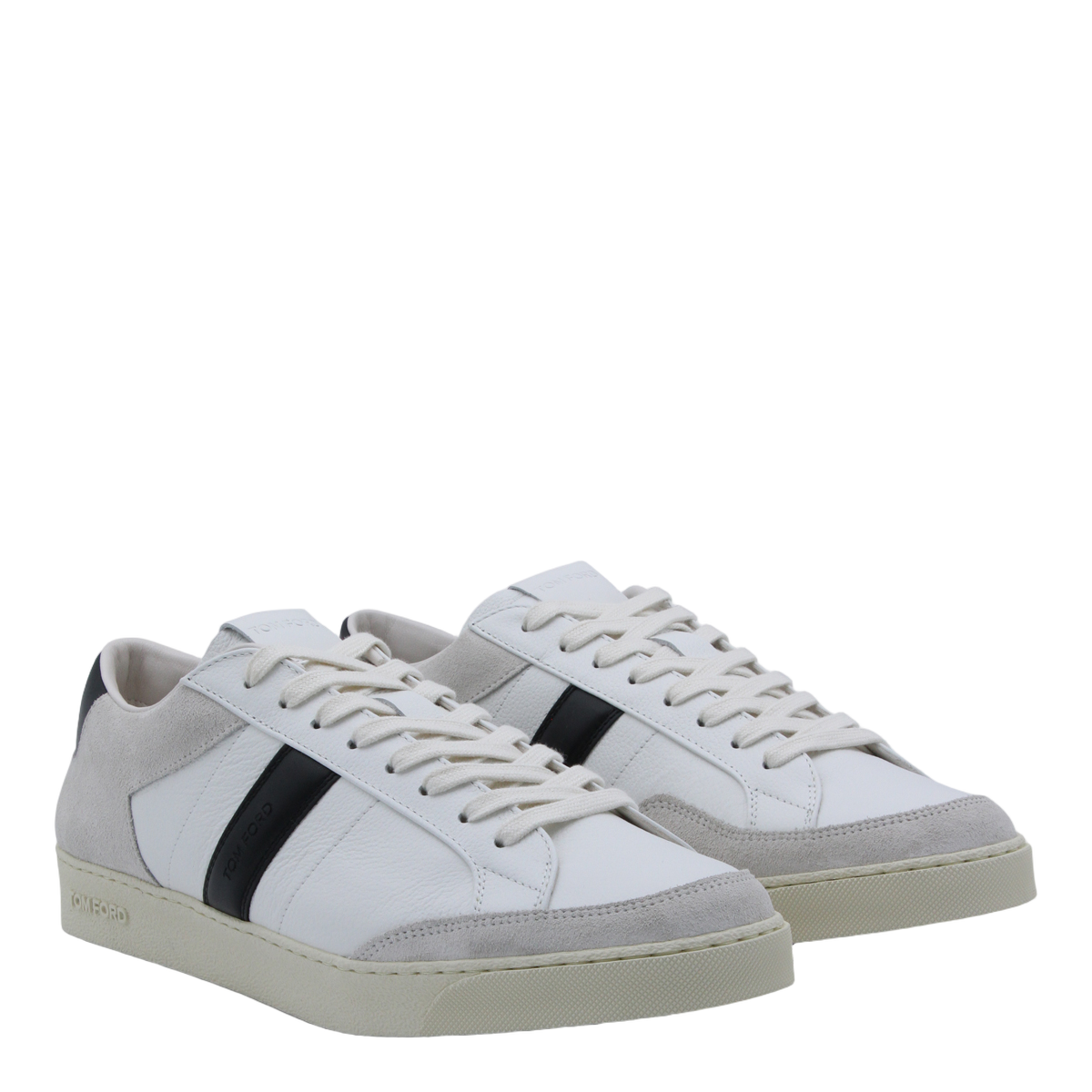Low-Top Sneakers with Grey Suede Overlays