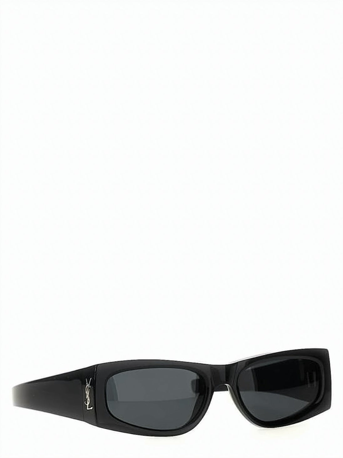 Rectangular Acetate Sunglasses with Glossy Black Frame