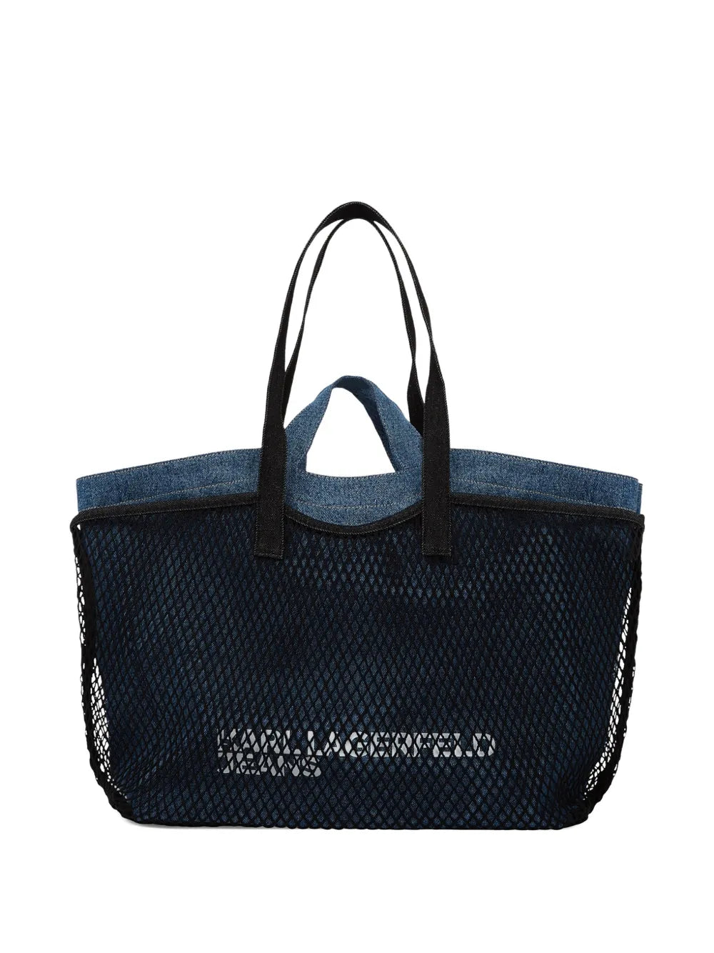Spacious Tote with Black Mesh and Denim Lining