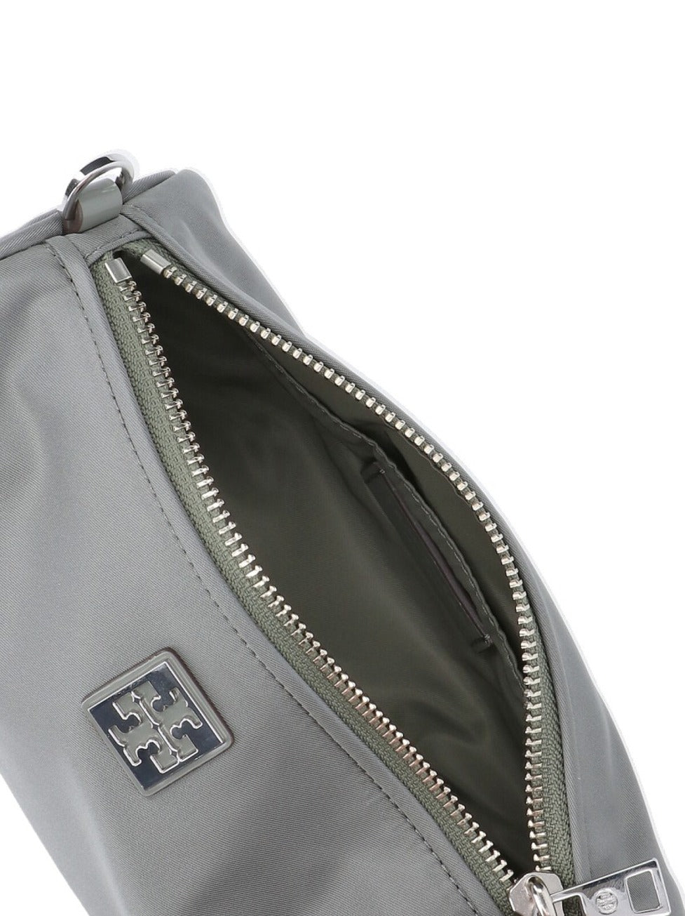 Cylindrical Grey Nylon Shoulder Bag
