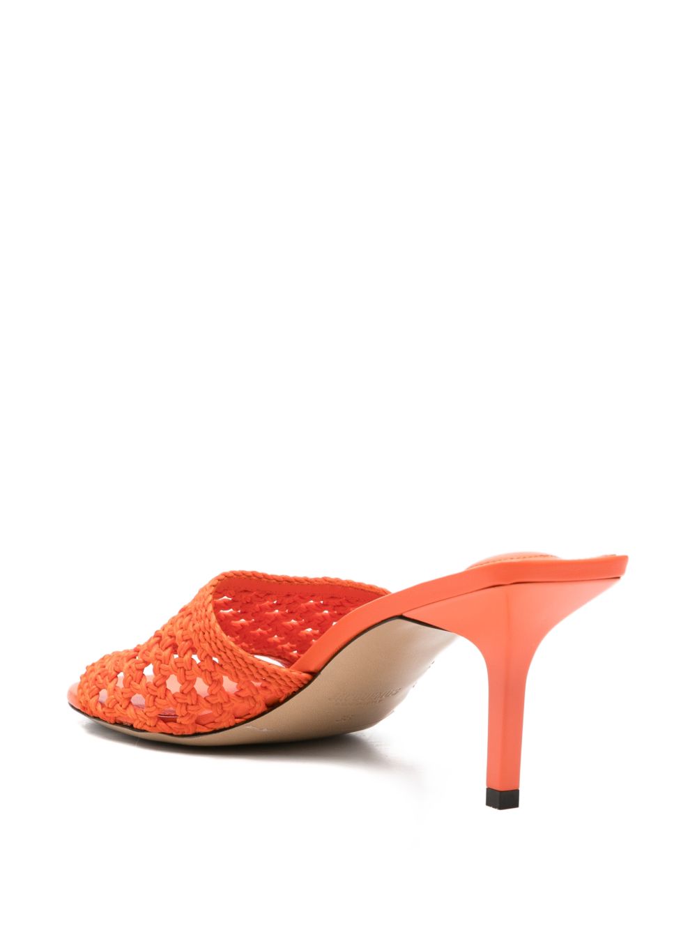 Woven Orange Sandals with Low Kitten Heel