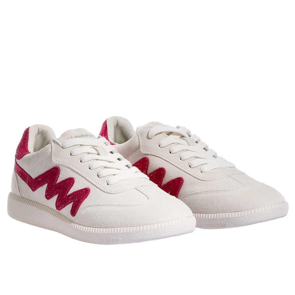 Low-Top Sneakers with Vibrant Royal Pink Zigzag Accents