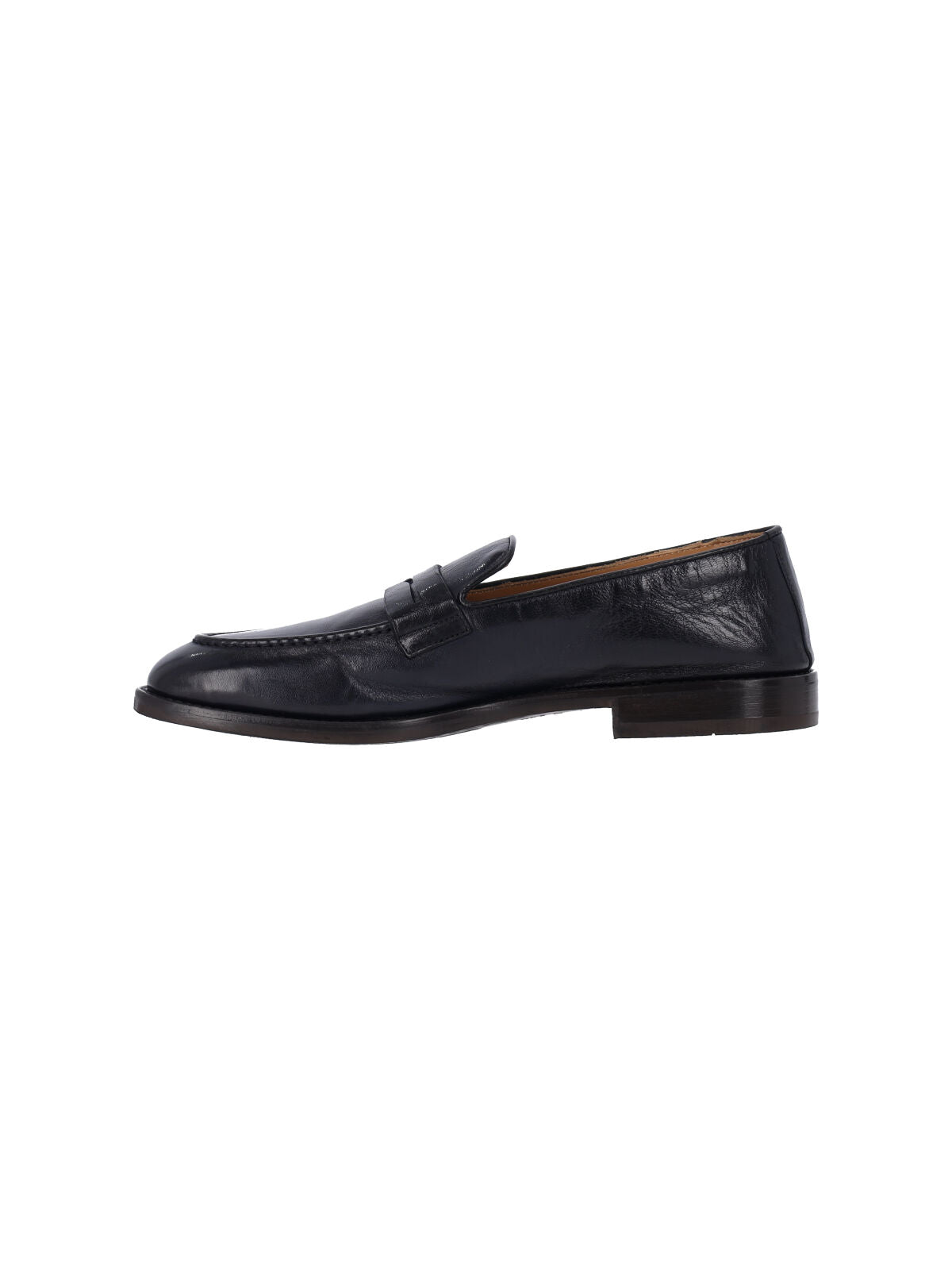 Dark Blue Leather Moccasins