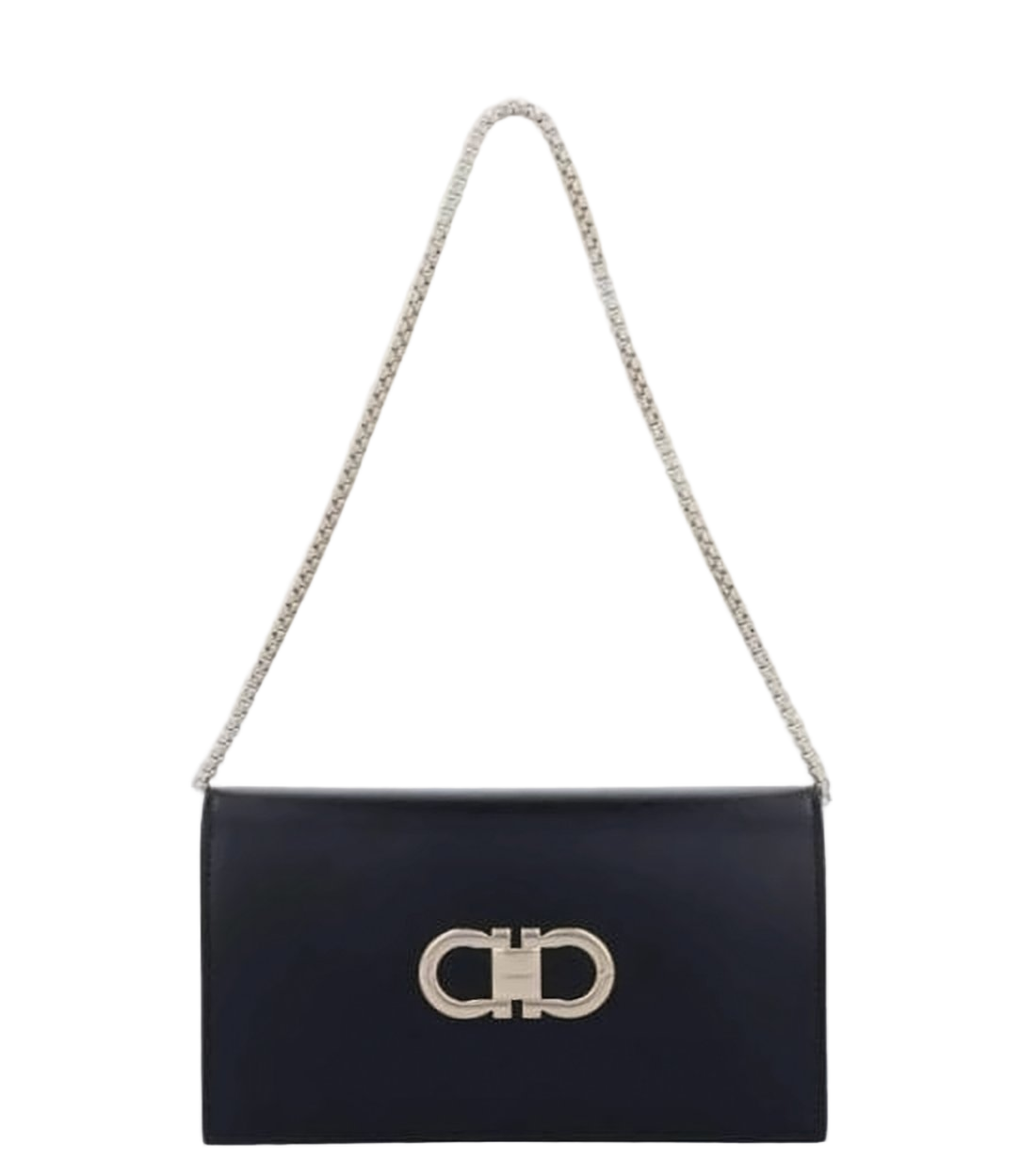 Rectangular Black Calf Leather Shoulder Bag