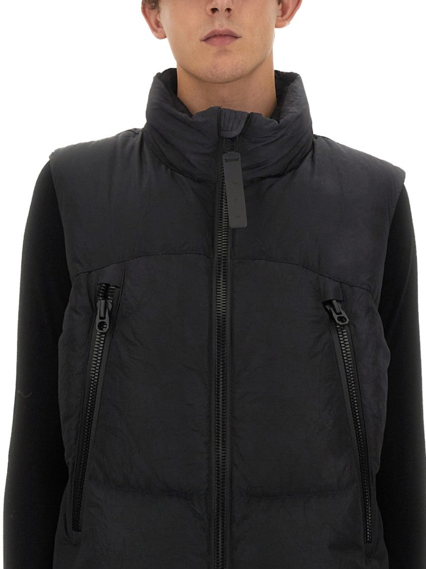 Casual Black Jacket With High Collar