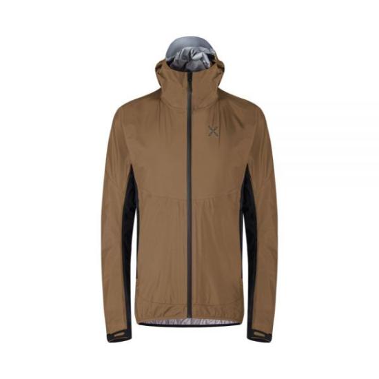 Streamlined Brown Lightweight Montura Jacket with High Collar
