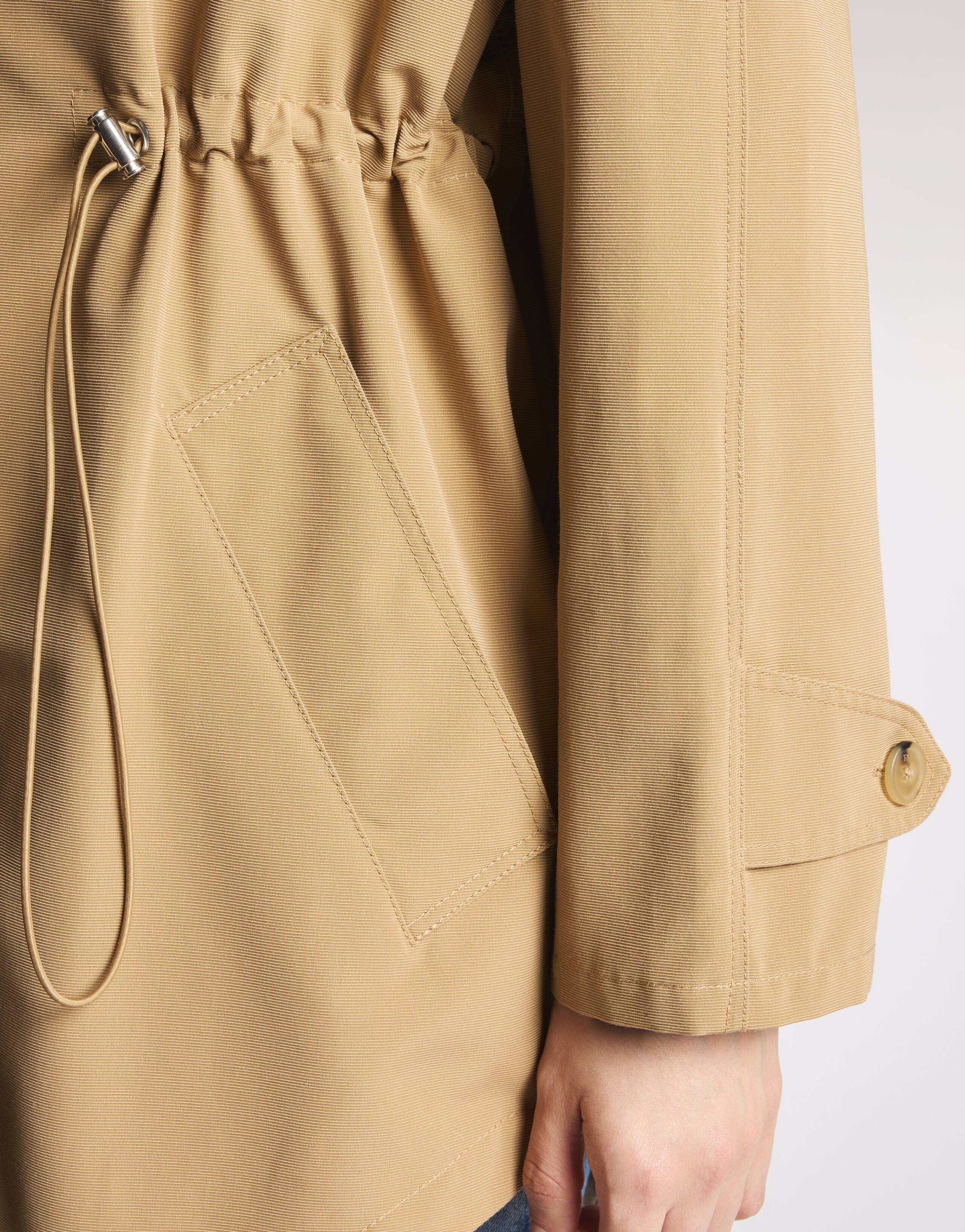 Functional Medium Beige Parka with Hood