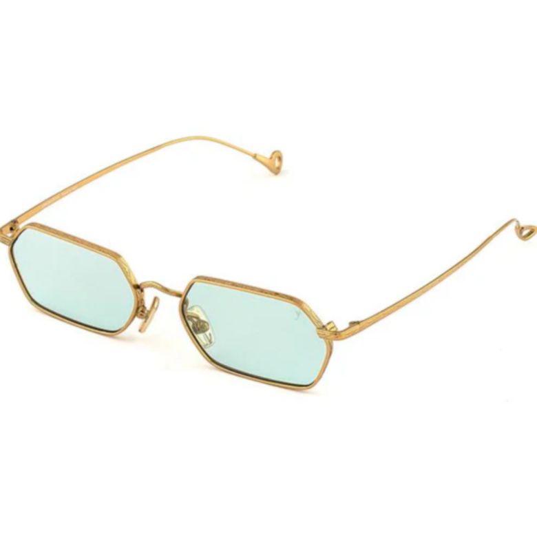 Cavallet C.4-48 Gold-tone Metal Octagonal Sunglasses with Soft Blue-Green Lenses