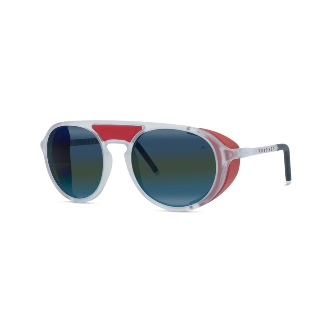 Vu40023u Rounded Frame Sunglasses with Translucent White Finish