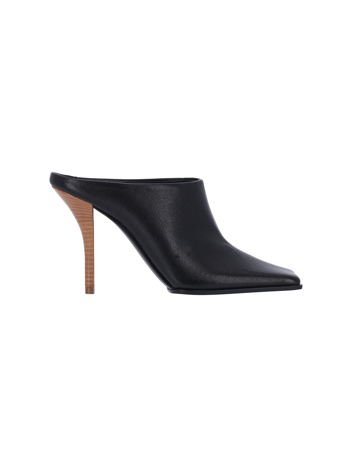 Black Soft Square Toe Leather Pumps