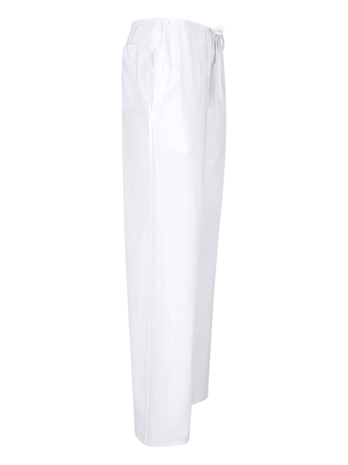 White Relaxed Wide-Leg Elastic Trousers