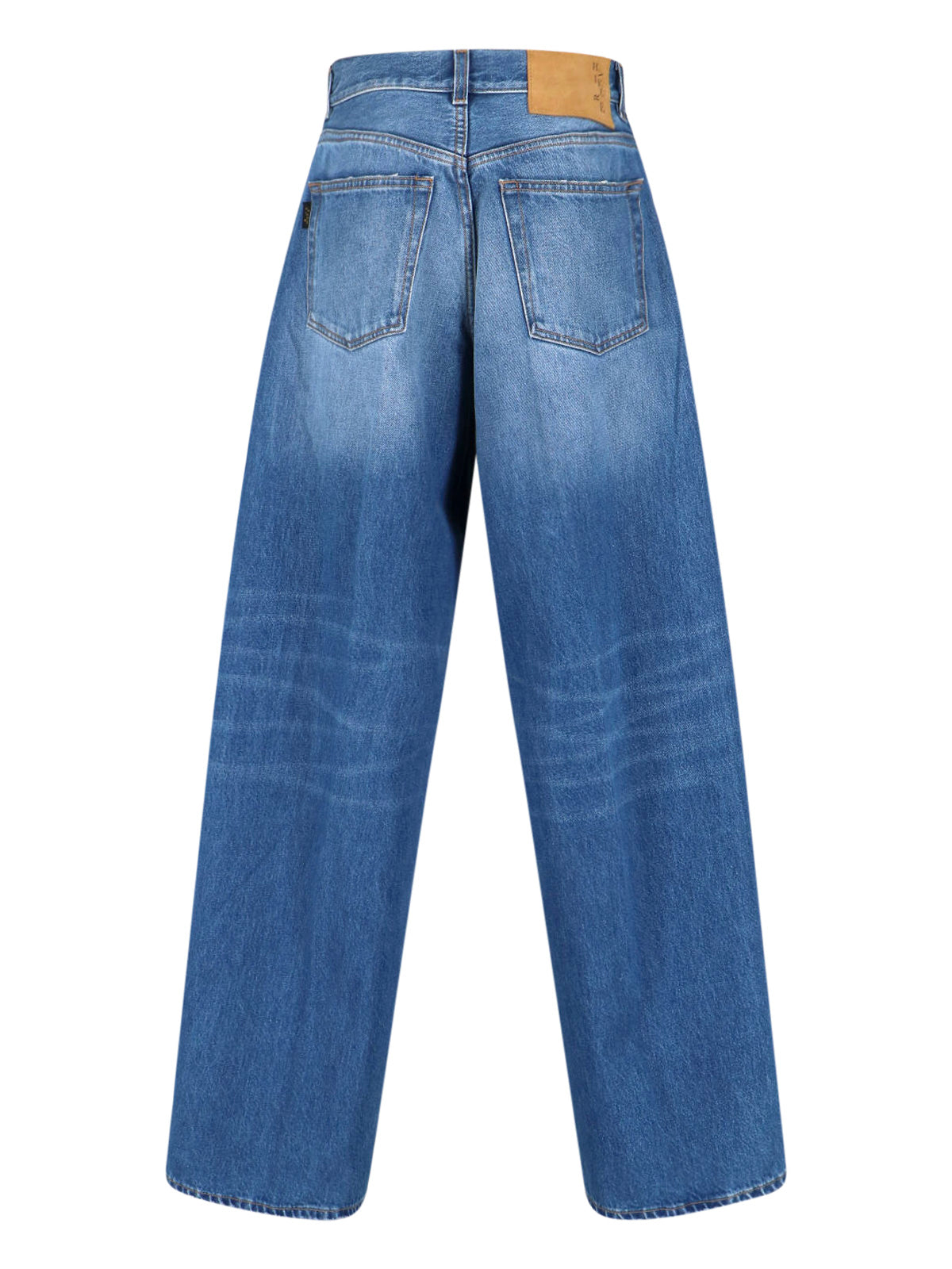 Wide-Leg Denim Jeans With Mid-Rise Waist And Five-Pocket Design