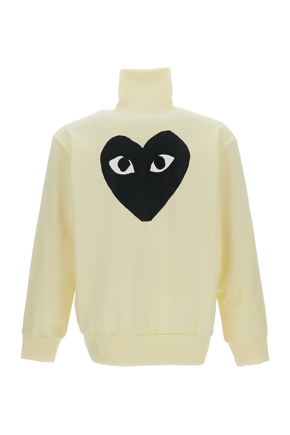 High-Neck Zipped Sweatshirt with Heart Print