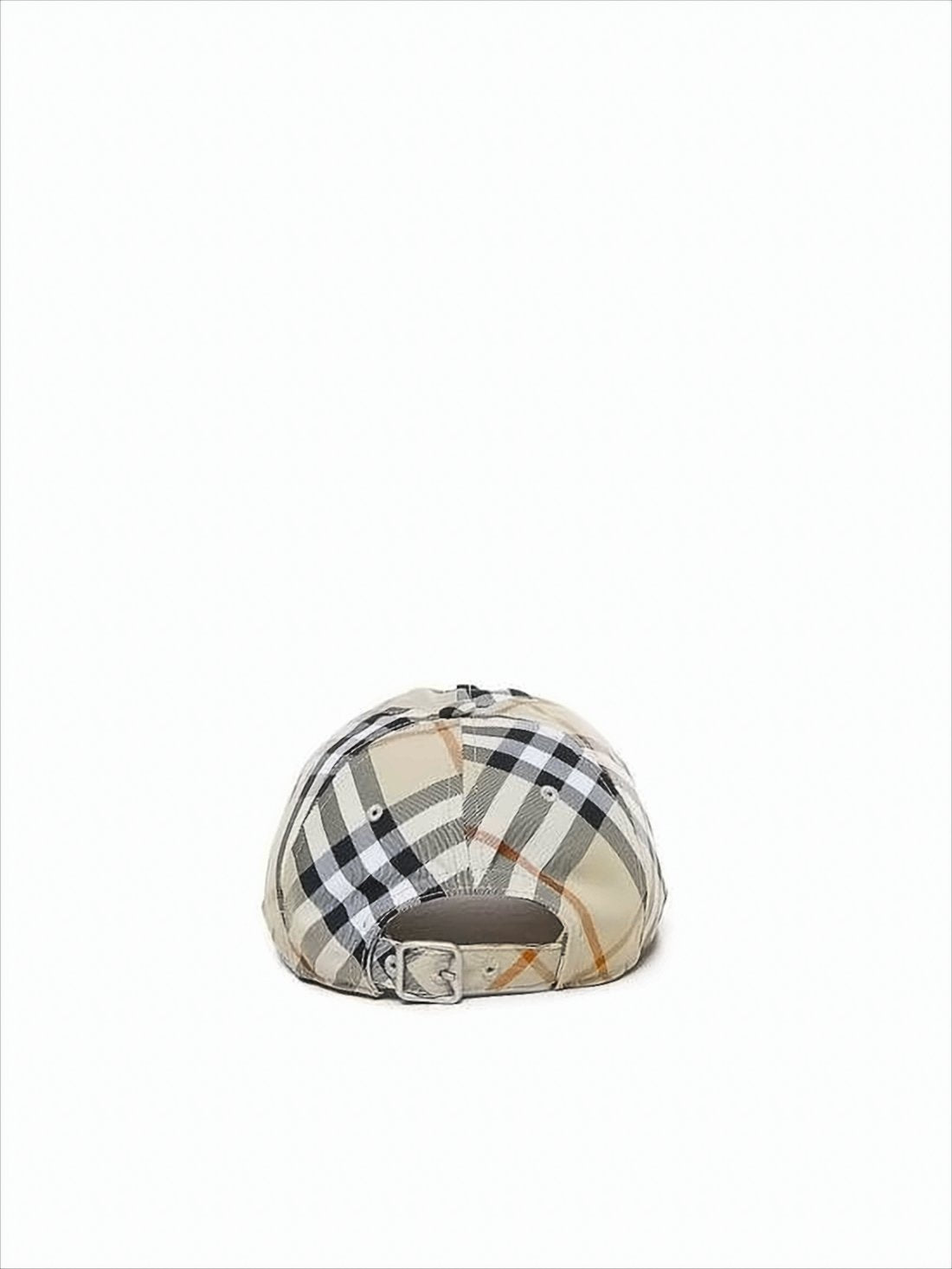 Beige Plaid Baseball Cap with Curved Brim