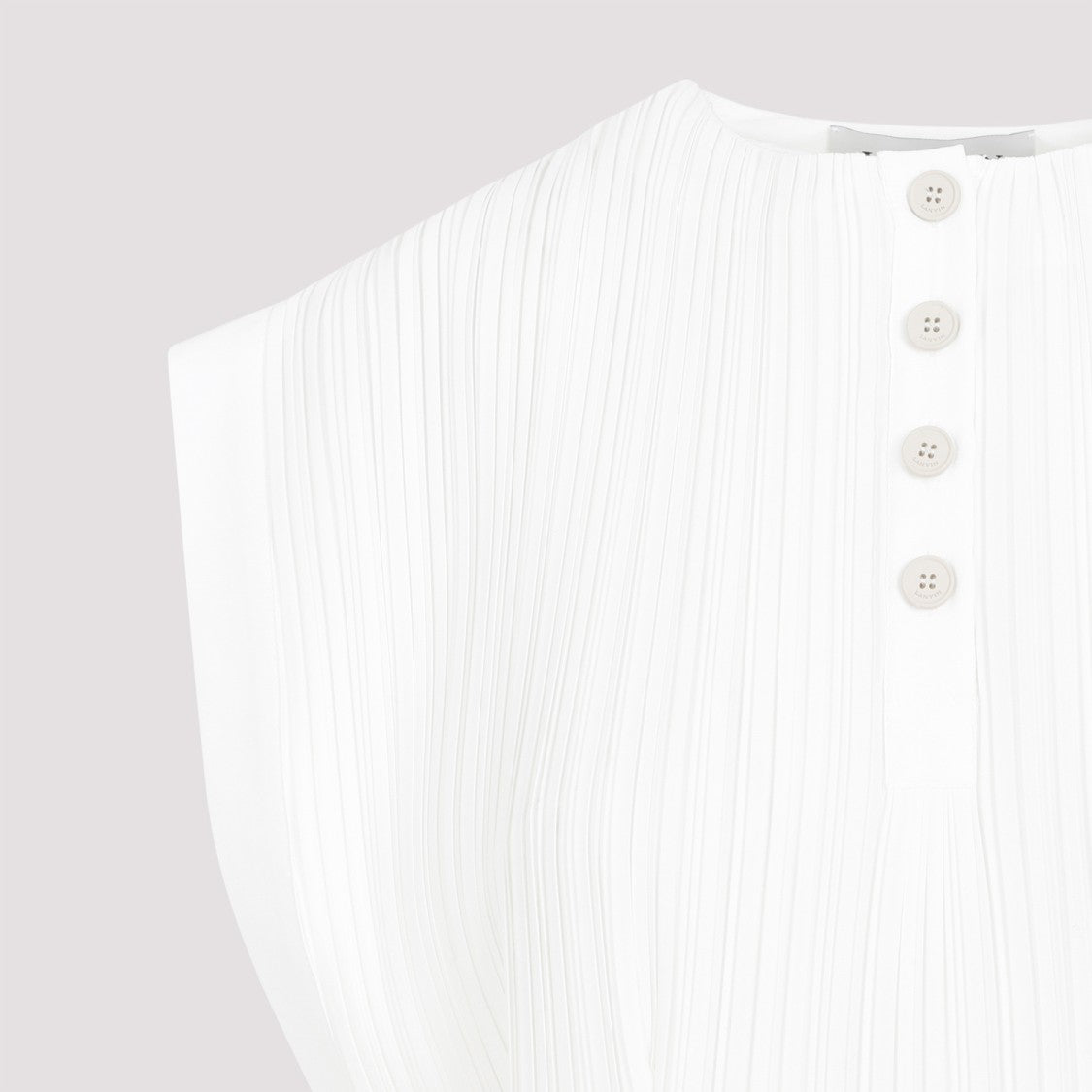 Sleeveless Pleated Off White Polyester Midi Dress