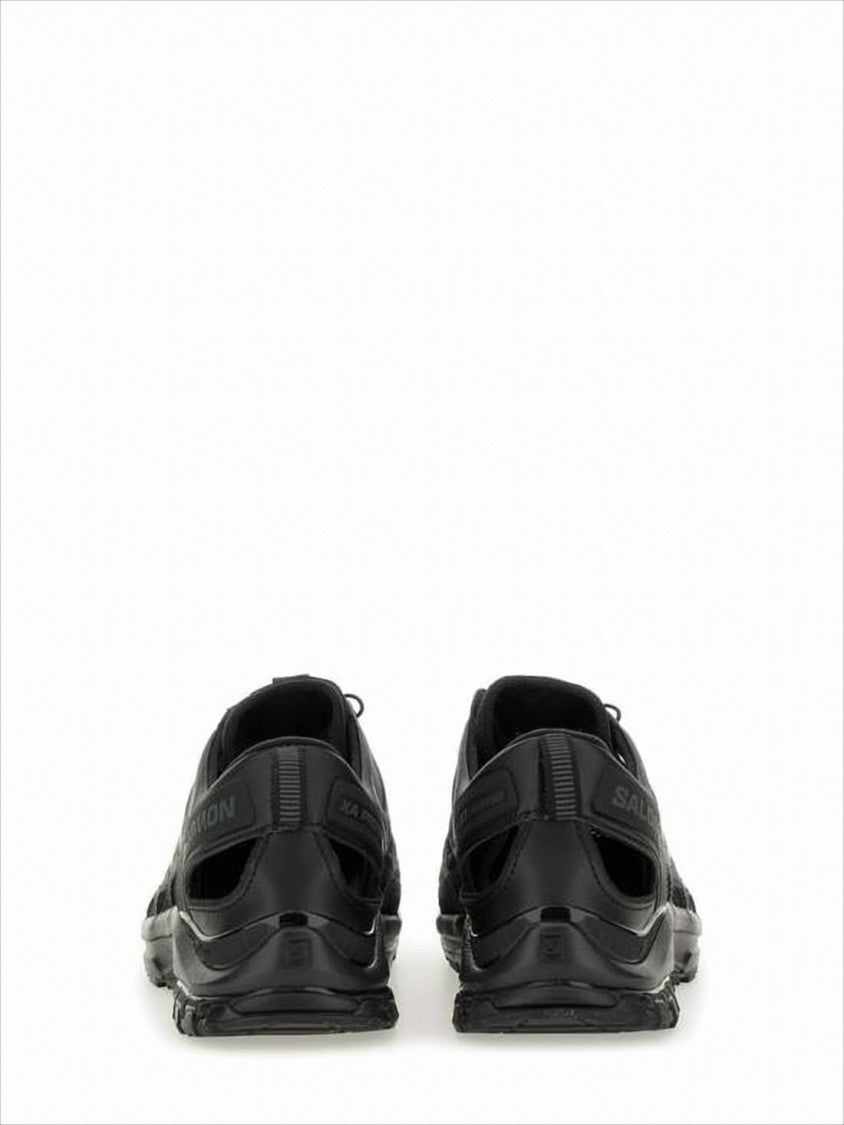 All-Black Athletic Sneakers with Quick-Pull Lacing System