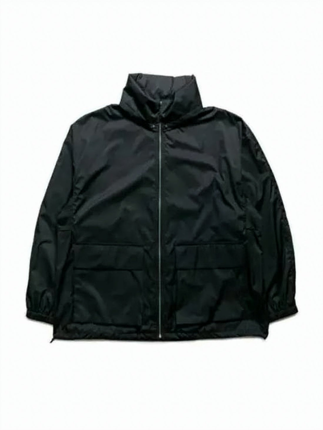 High Collar Black Jacket with Zipper