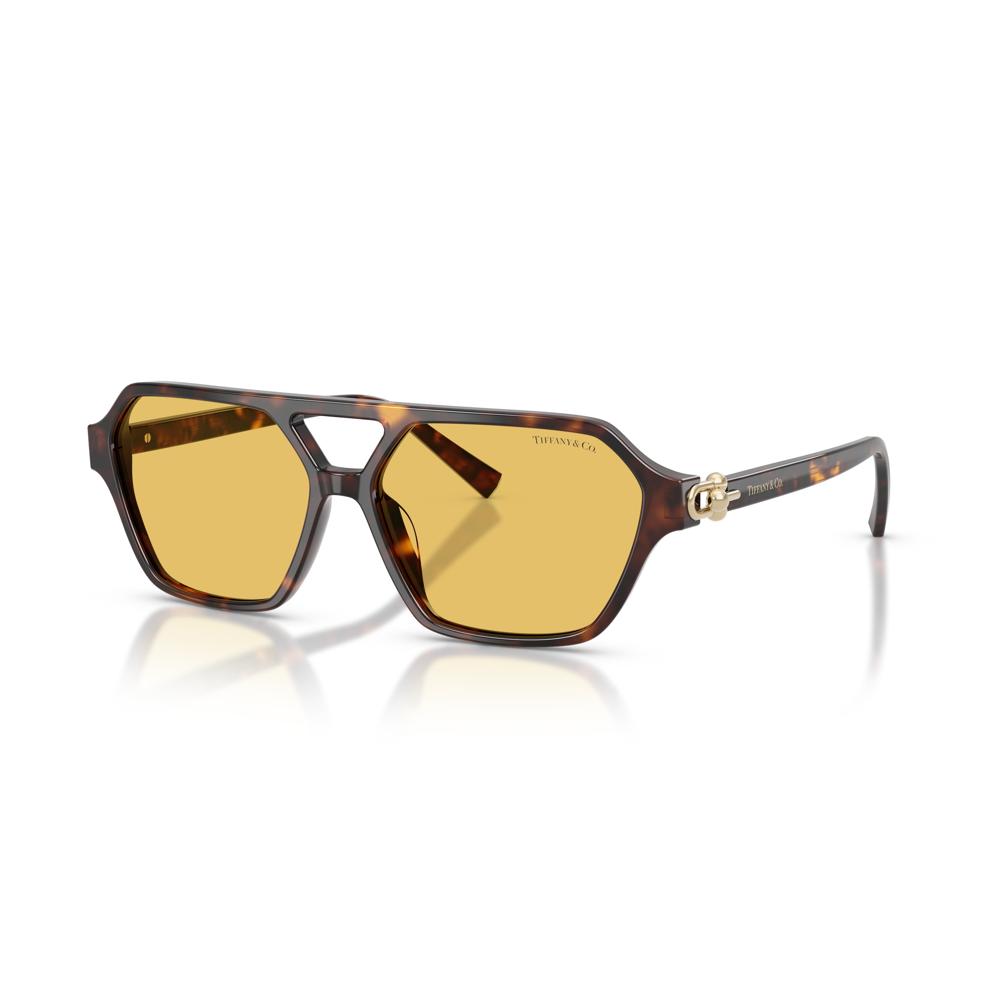 Geometric Tortoiseshell Sunglasses With Amber Lenses