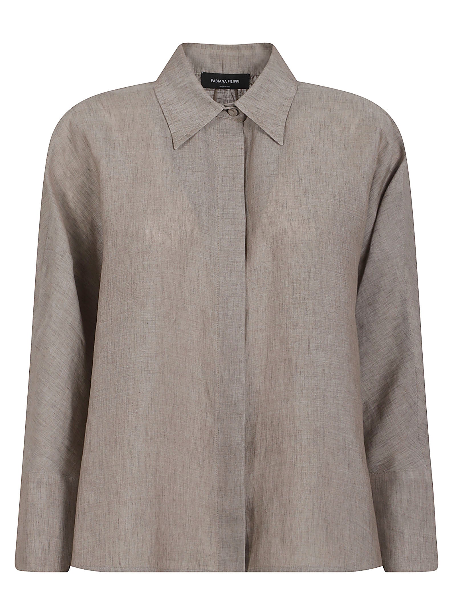 Boxy Linen Shirt with Concealed Buttons