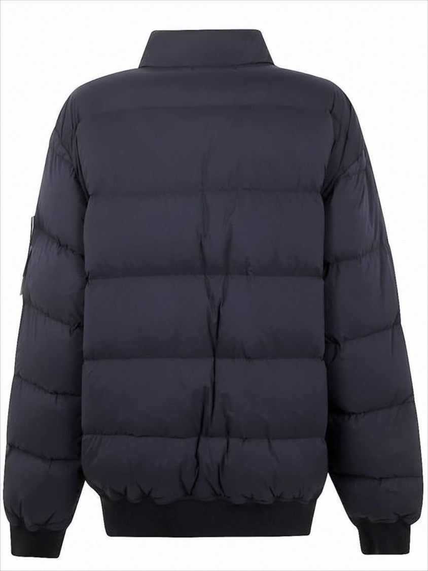 Quilted Down Jacket with Ribbed Cuffs and Signature Patch