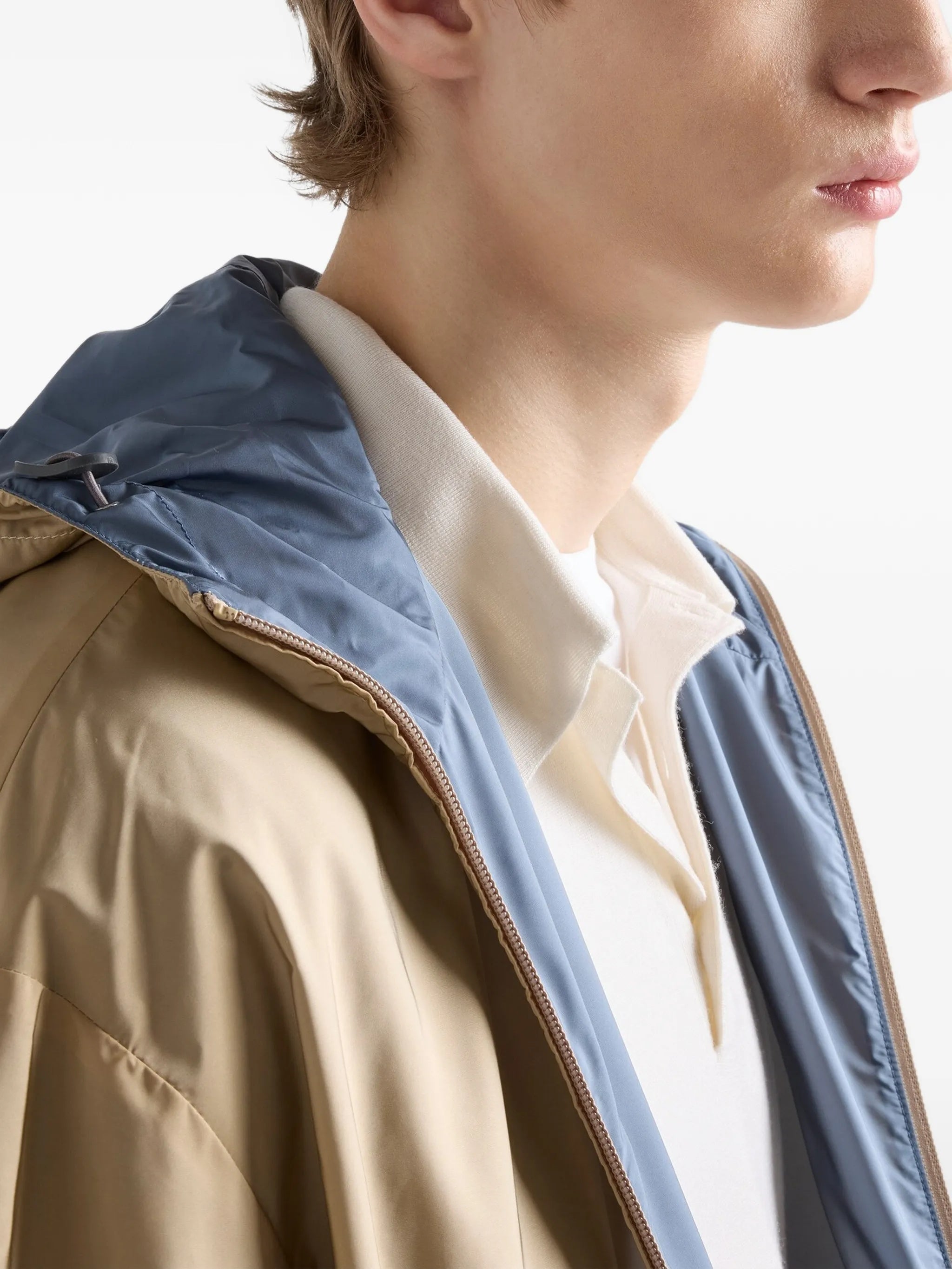 Reversible Beige/Blue Sporty Zip Jacket
