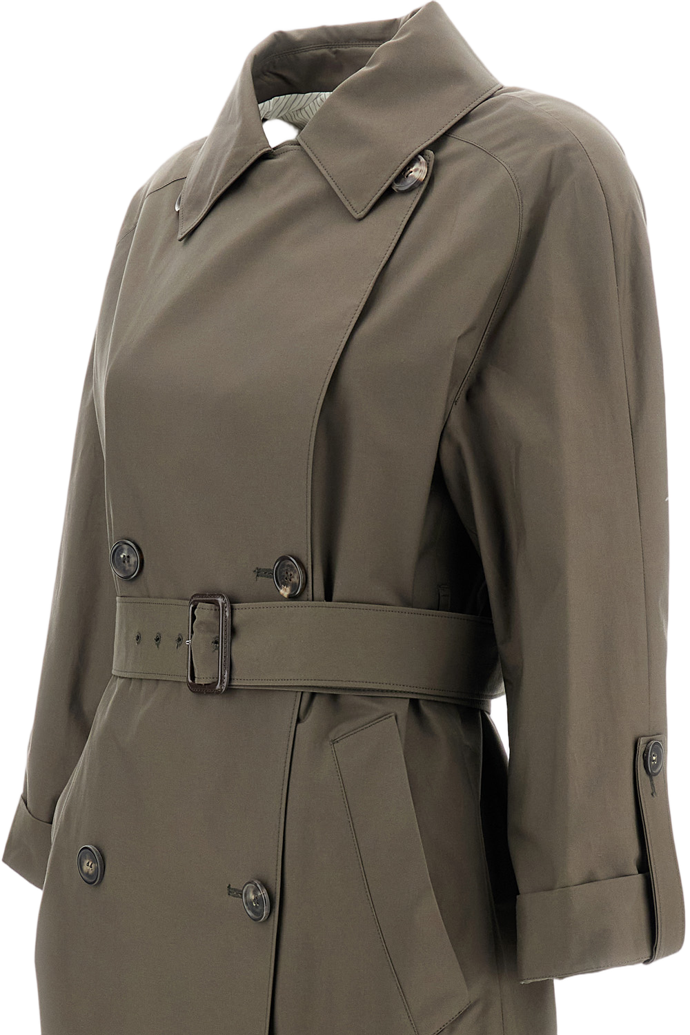 Double-Breasted Long Trench Coat