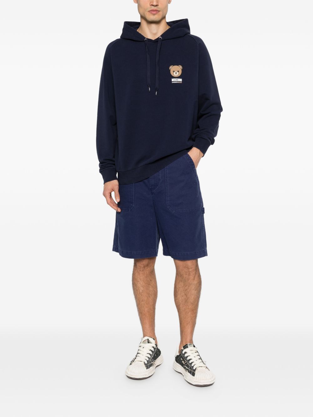 Blue Silk and Nylon Blend Hoodie