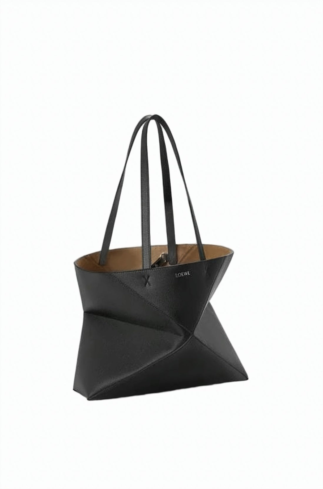 Geometric Design Calf Leather Shoulder Bag