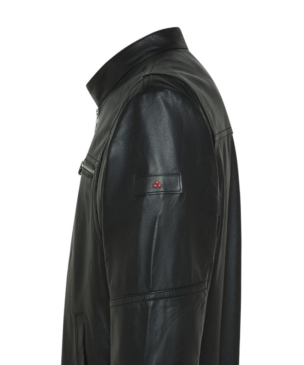 Black Calfskin Jacket With Contemporary Design