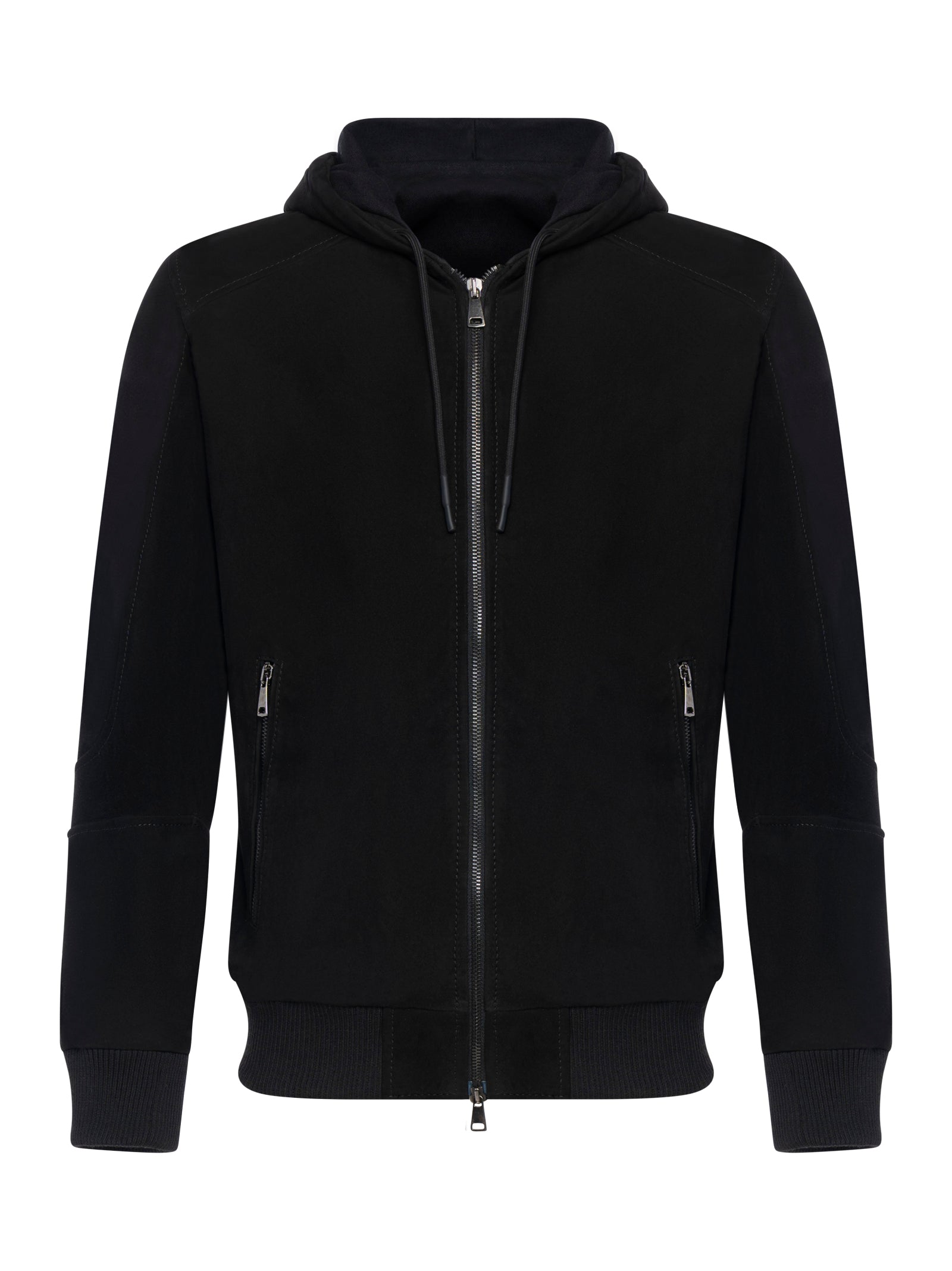 Hooded Jacket In Water-Repellent Suede Lambskin