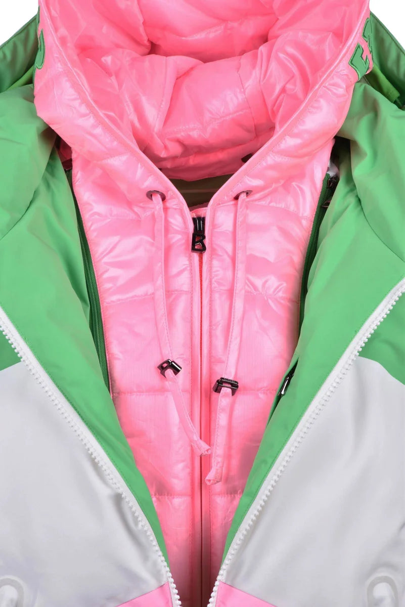 Stretch Down Jacket - White/Green