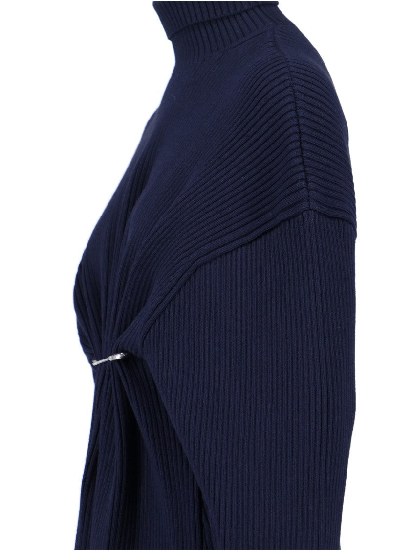 Ribbed Knit Midi Dress – Blue