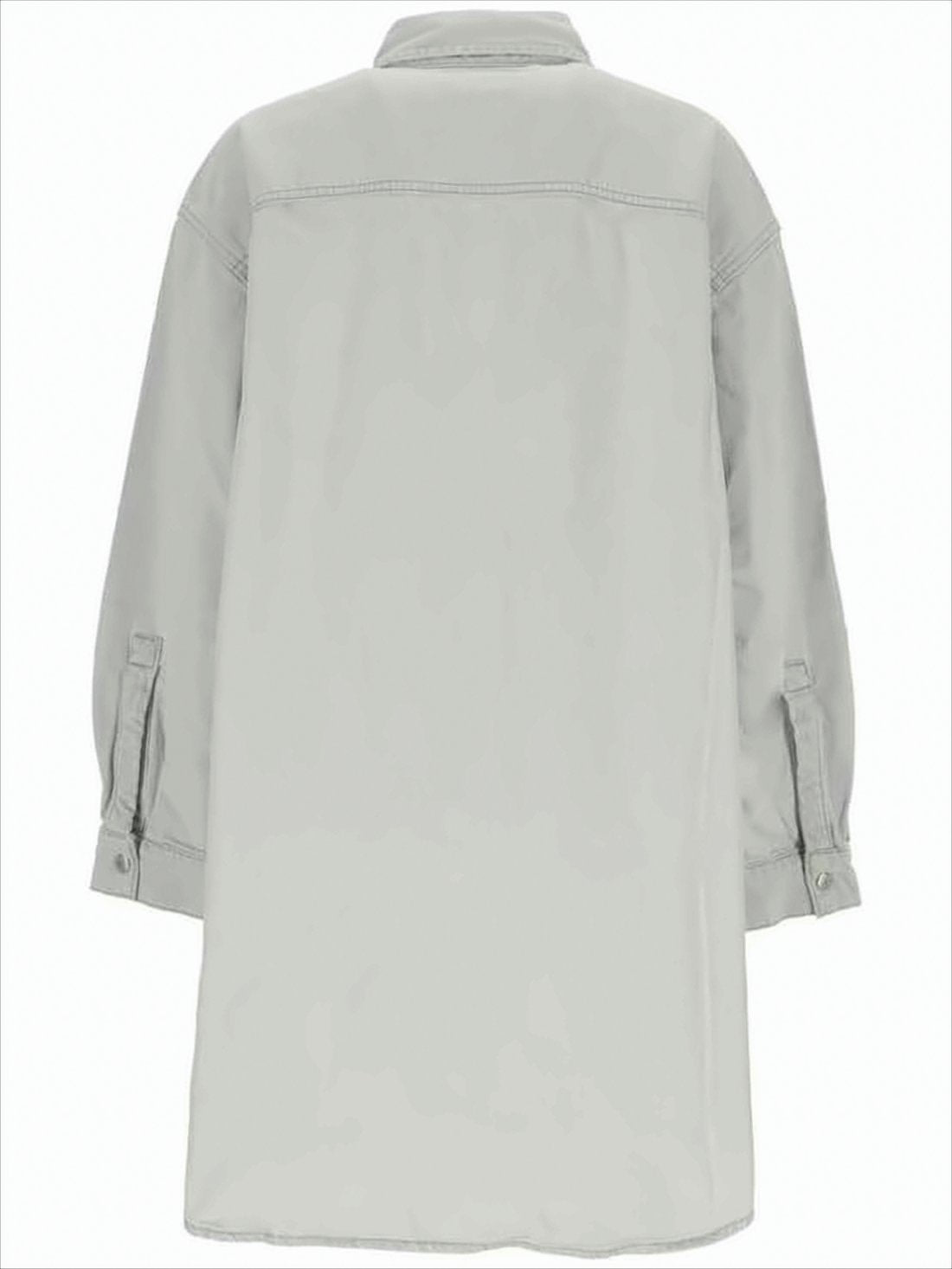 Loose-Fitting Grey Shirt Dress with Classic Collar
