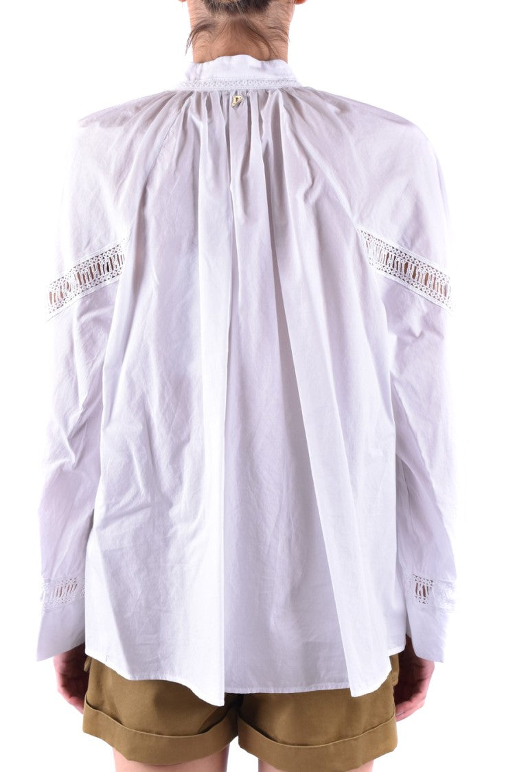 White Cotton Long-Sleeved Top