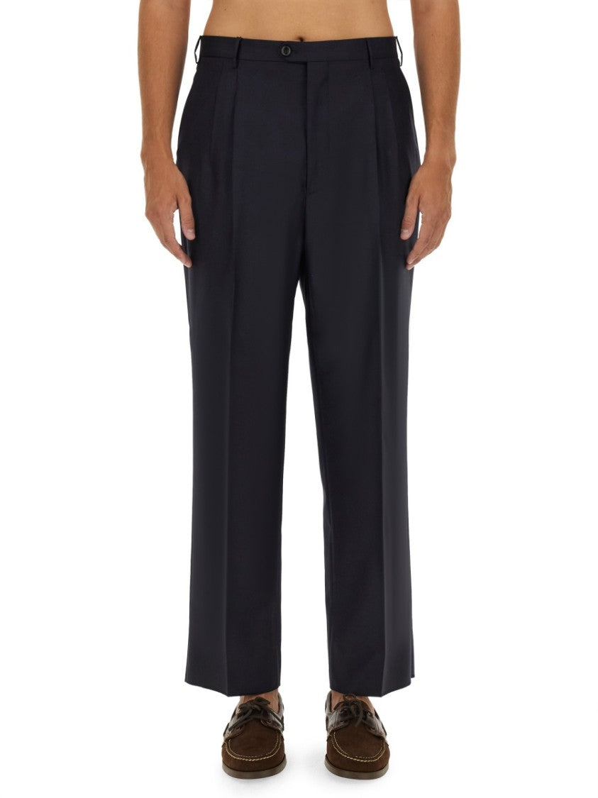 Tailored Black Wool Pants With Sharp Pleats