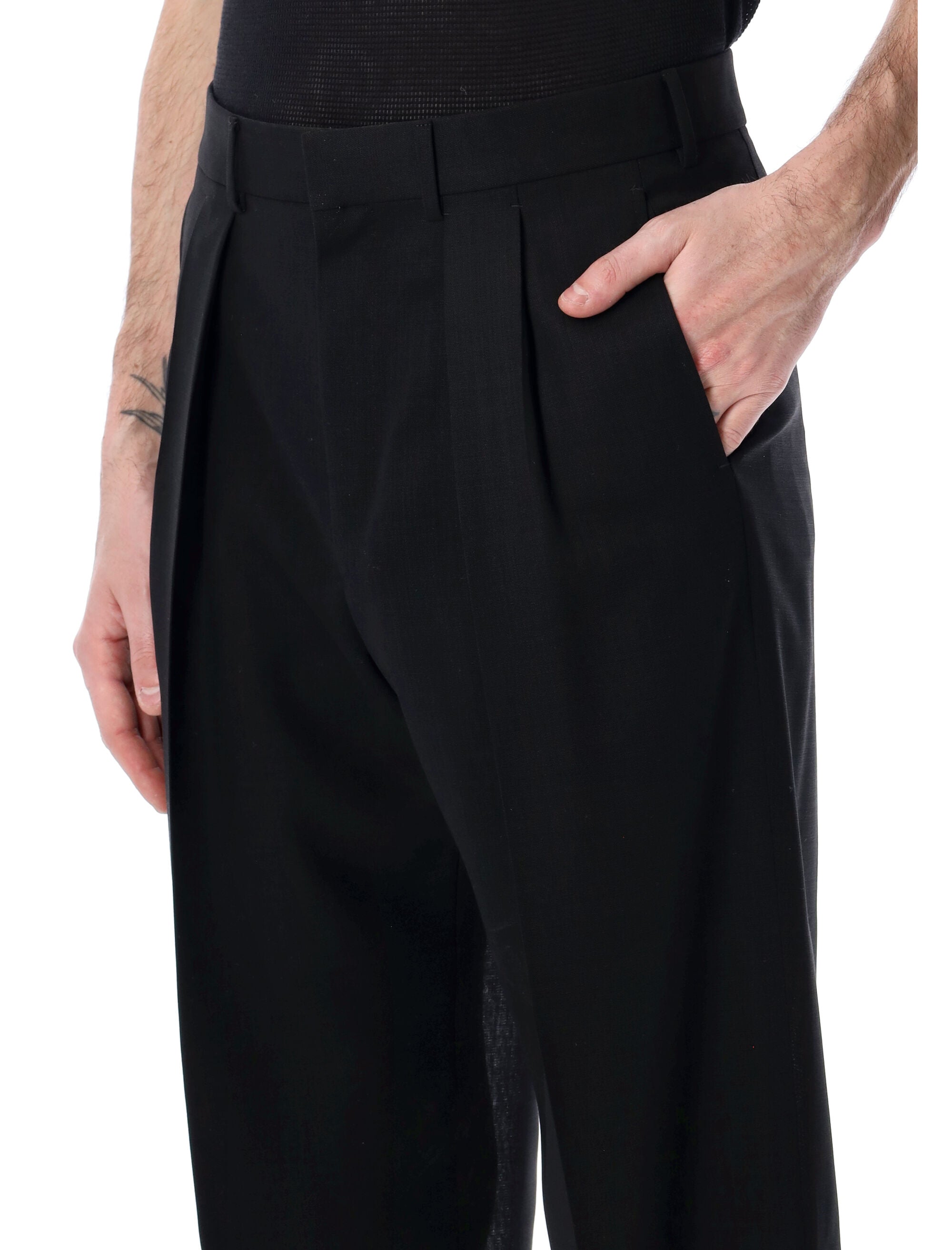 Double Pleat Wool Pants