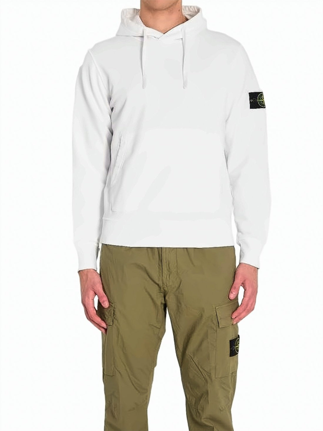White Cotton Hoodie with Signature Patch