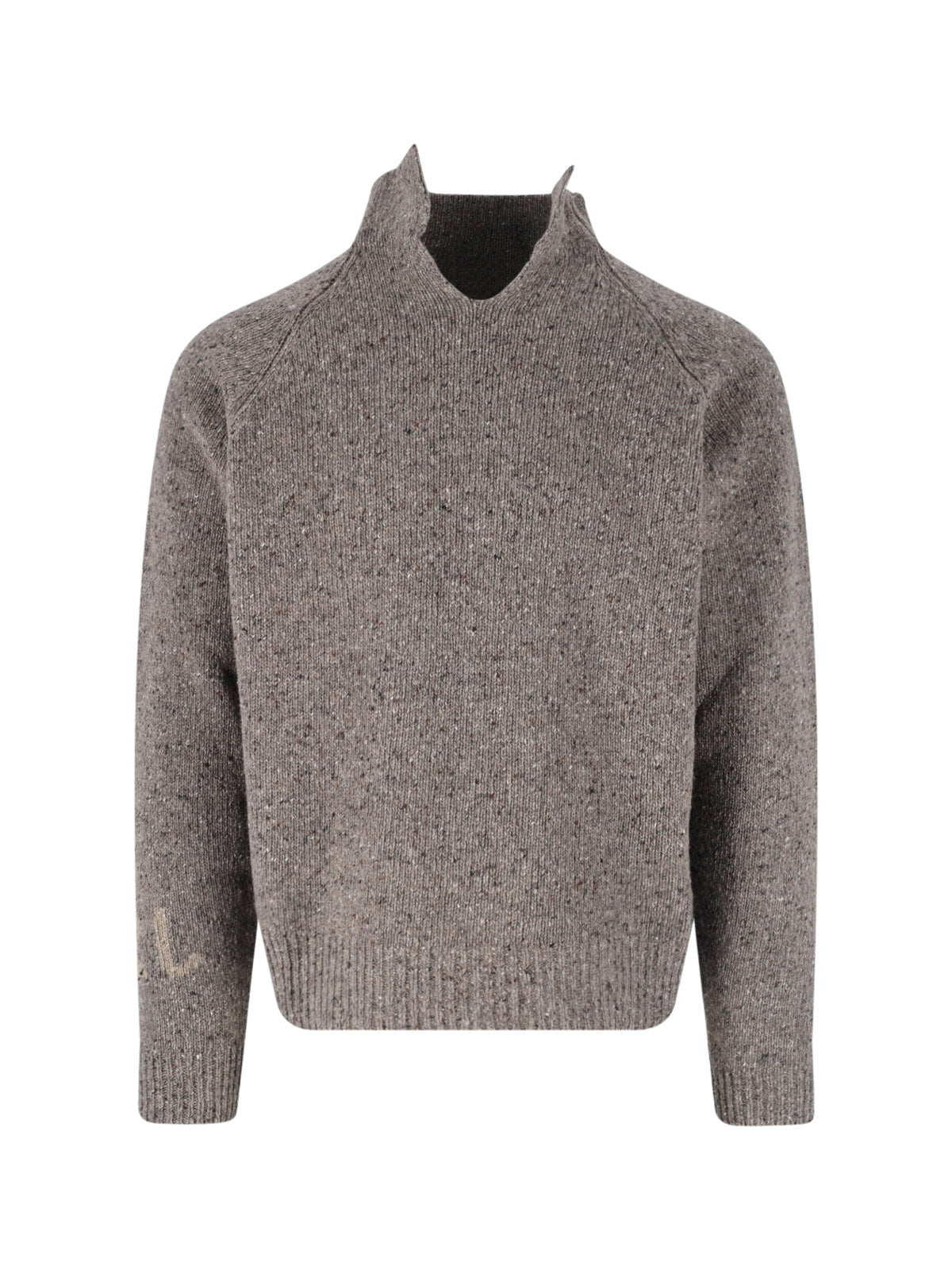 Grey Wool Blend High-Neck Sweater