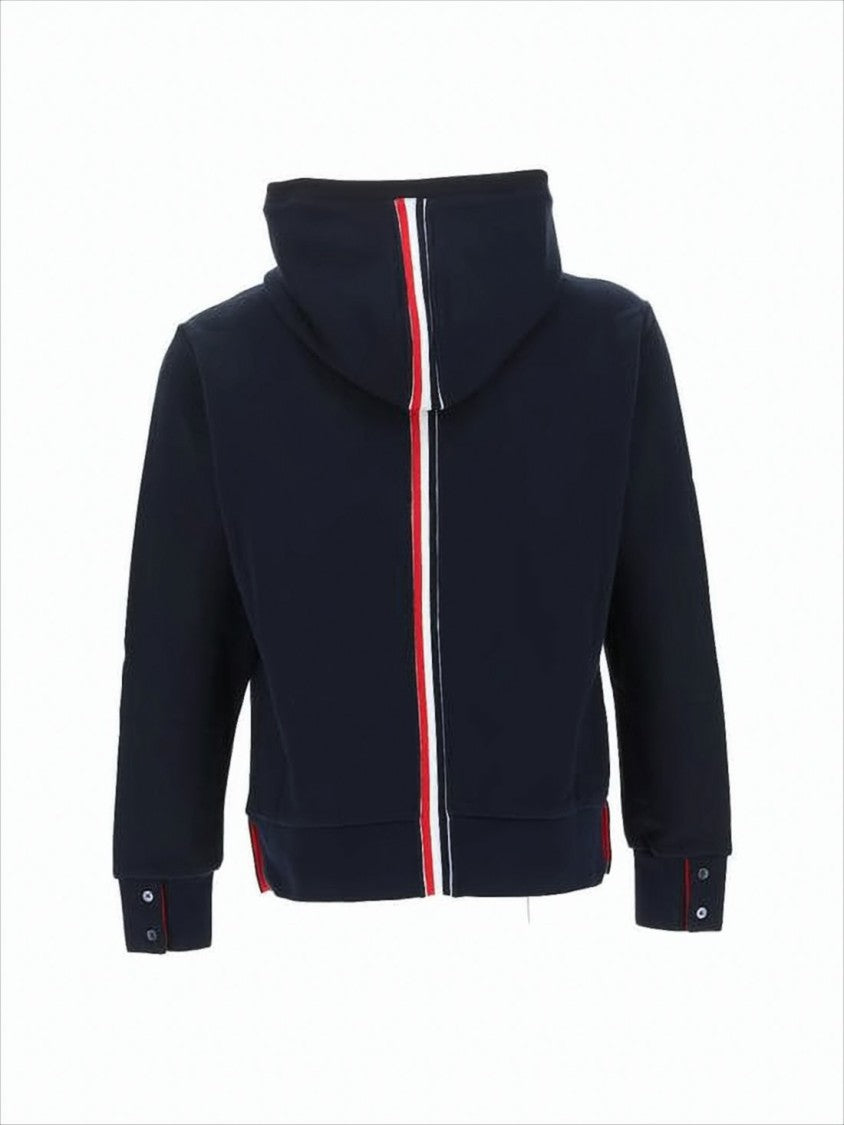 Relaxed-Fit Black Hooded Sweatshirt With Distinctive Stripe Detail
