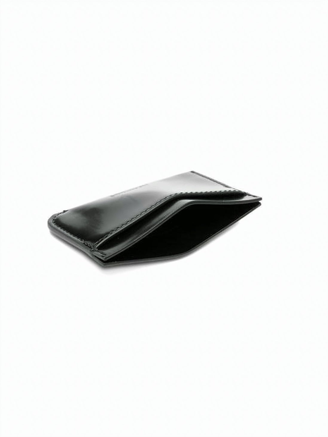 Black Leather Cardholder with Embossed Logo